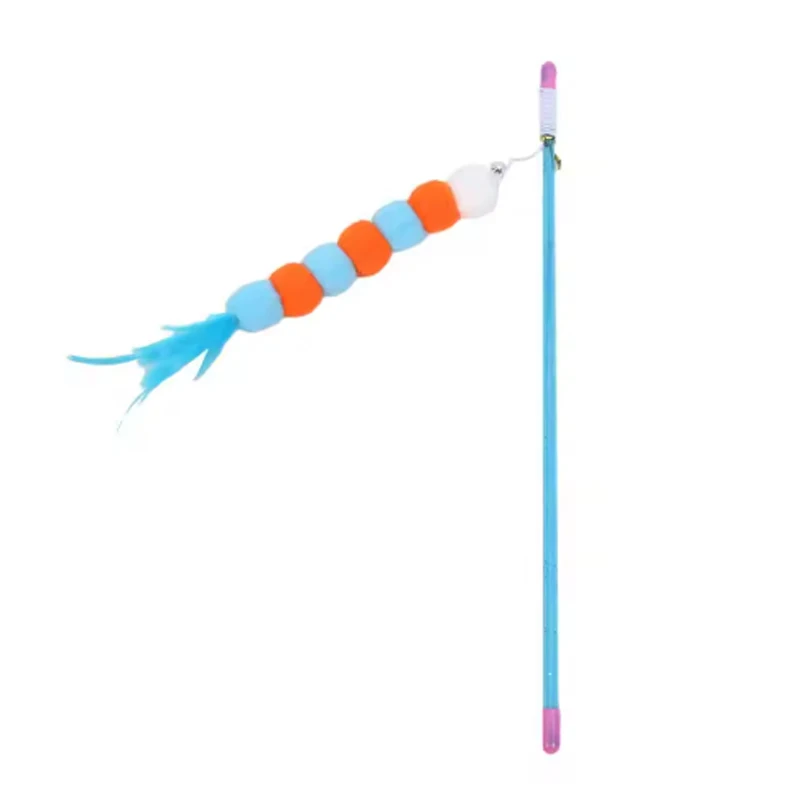 Grappige Cat Teaser Interactief speelgoedstaaf met bel en veren Speelgoed voor katten Teaser Interactief speelgoedstaaf Huisdier Katten Speelgoedstok