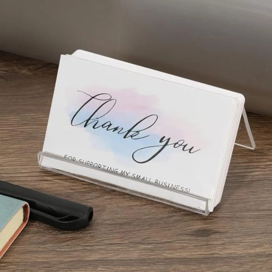 Business Card Holder for Desk, Acrylic Business Card Holders Shine Card Stand Organizer Cards Display for Office Exhibition