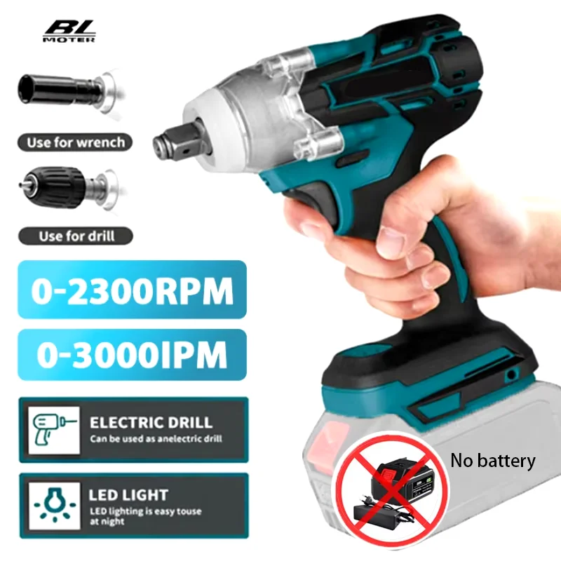 

Wireless Impact Wrench Cordless Brushless Electric Power Tool High Torque Rechargeable Handheld for Auto Repair Construction DIY