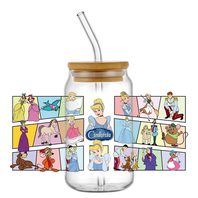 

Miniso Cartoon Princess Series For Libbey 16oz UV DTF Can Glass 3D Waterproof Coffee Mug Can UVDTF Wrap Libbey Glass