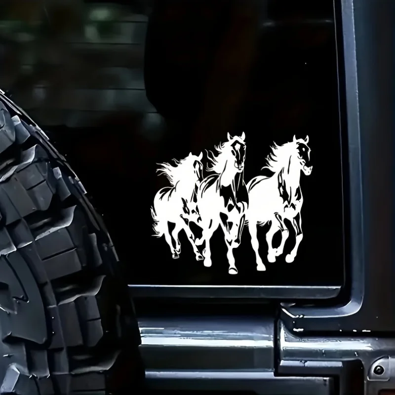 Running Horse Vinyl Sticker Black White Waterproof Car Decal for Motorcycle Truck Laptop Bumper Scratch Cover Decoration