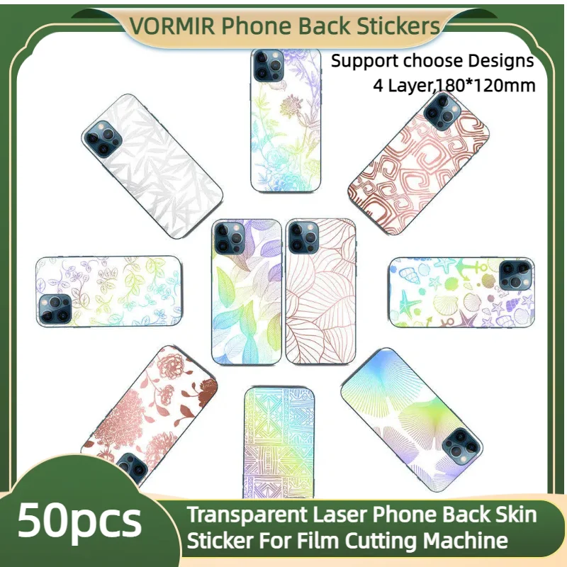 VORMIR 50pcs Transparent Laser Phone Back Skin Sticker Rear Micas Print Decorative Film DIY For Screen Protector Cutting Machine