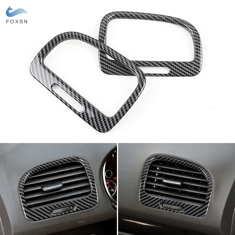 For VW Golf 6 MK6 2008-2013 Car Dashboard Panel Side Air Condition Vent Frame Cover Trim Accessories ABS Carbon Fiber Grain