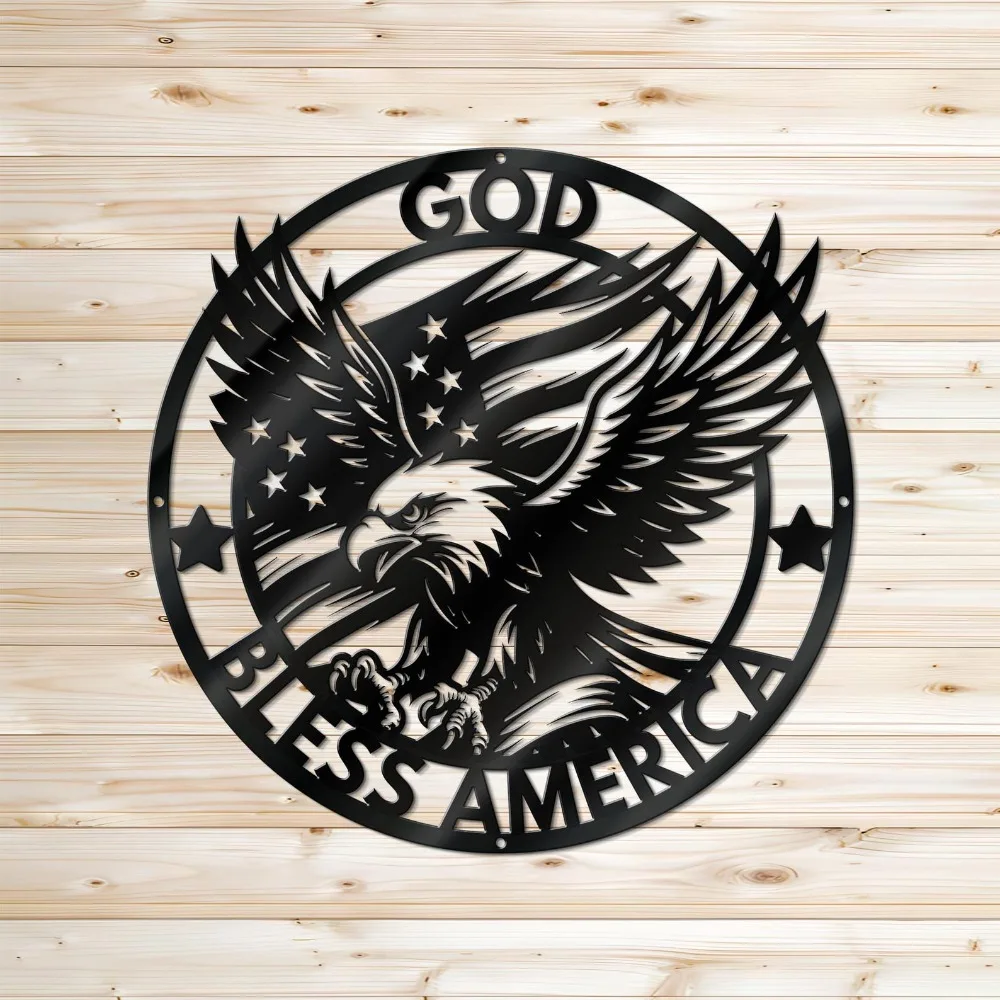 CIFBUY Décoration murale en métal gravée avec un aigle chauve, drapeau patriotique américain et décoration suspendue sur le thème de la foi chrétienne pour salon et chambre à coucher