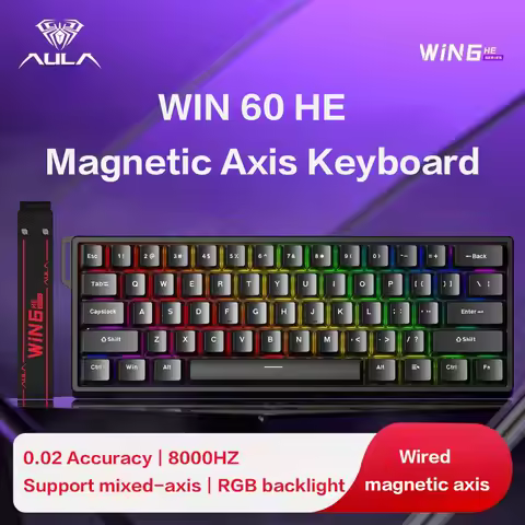 AULA WiN 60 Magnetic Axis Keyboard RT Custom Mechanical Wired Connection for Gaming with Webdriver for 8K Response Rate