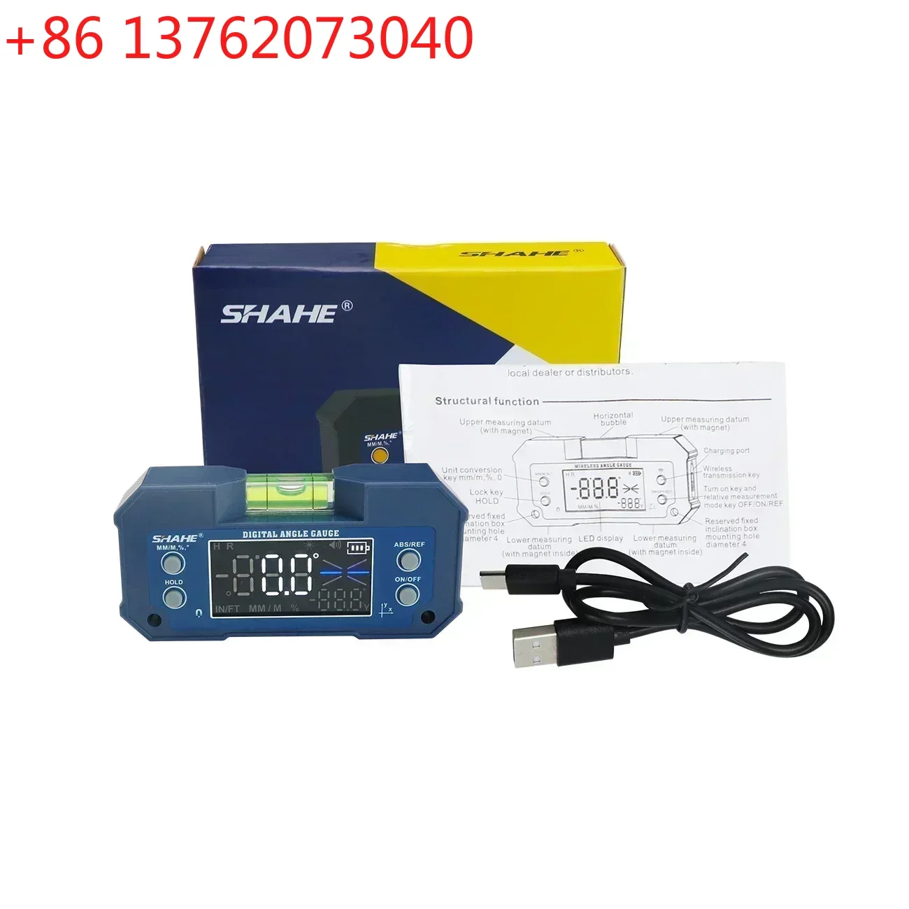 Digital Angle Protractor Rechargeable Dual Axis High Precision Level Gauge Digital Angle Meter With Wireless Optional
