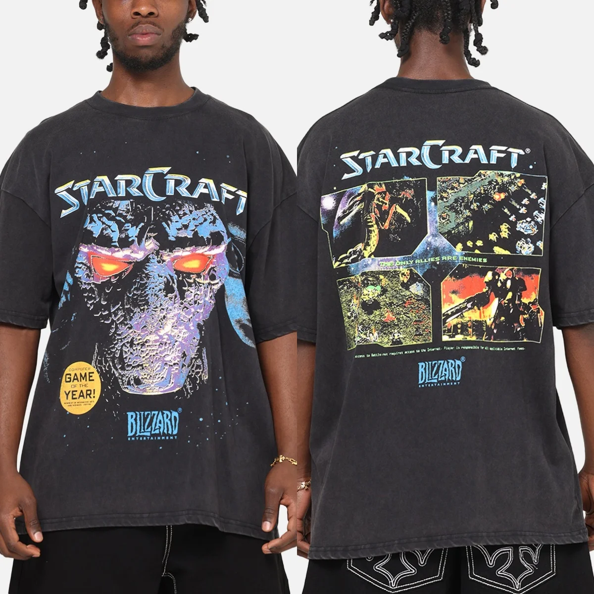 Vintage 1998 StarCraft PC Game Box Art Graphic T-Shirt Cotton Men Women Streetwear Tee