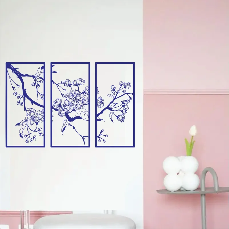 

Peach Blossom Wall Decor, color Line Square Wall Decor, Home Wall Art Garden Hotel Wall Decor for door glass window #220