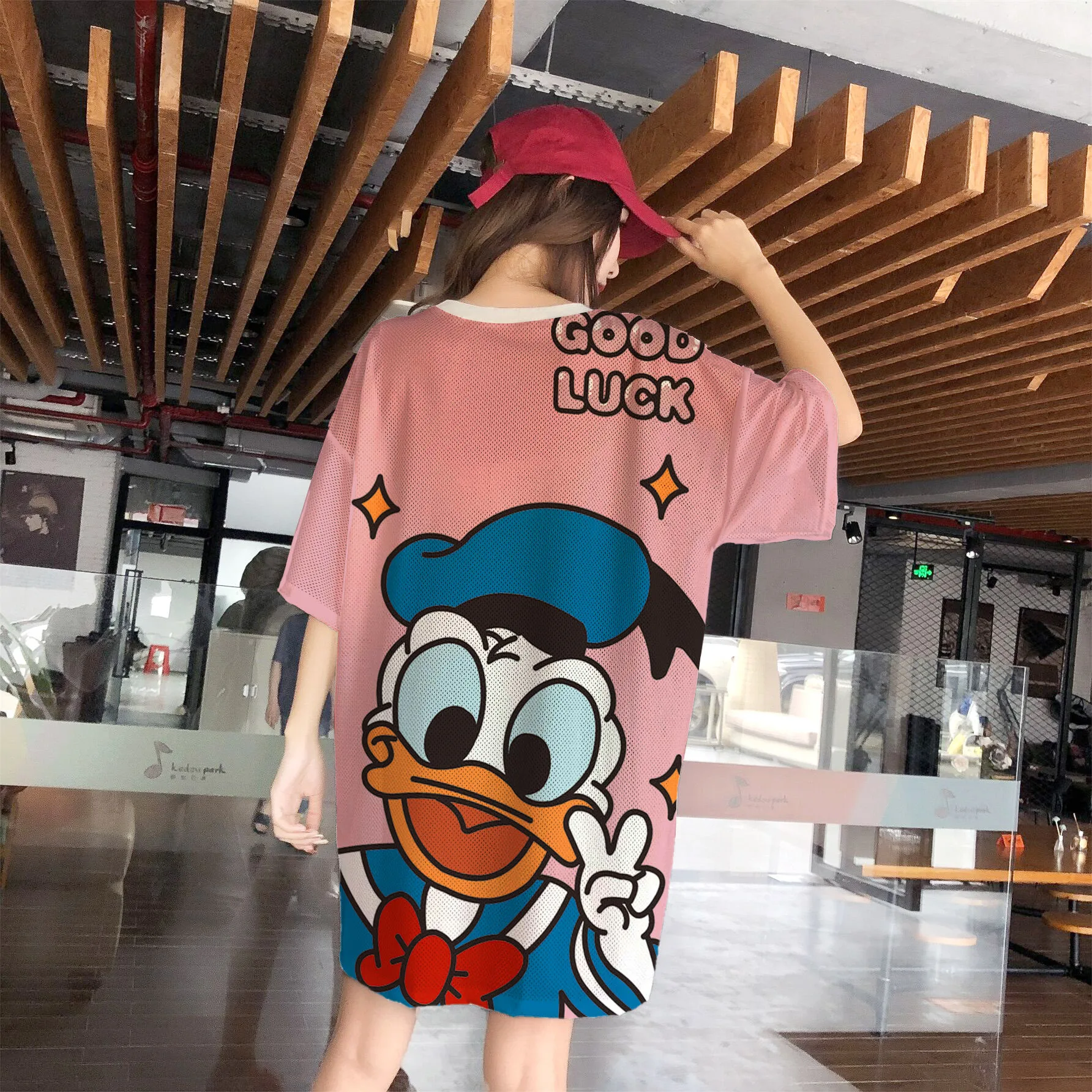 Donald Duck Daisy Nightdress Cartoon Pajamas Loose Women's Short Sleeve Pajamas Mesh Breathable Comfortable Homewear