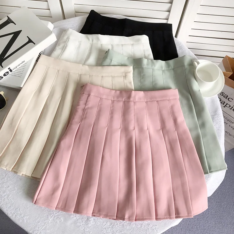 

High Waist A-Line Skirt for Women Spring Summer 2023 Korean Style College Wind Versatile Pleated Short Skirt
