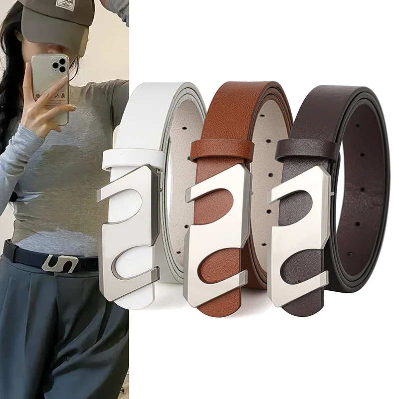 Stylish and Versatile Trendy Belt with Smooth Buckle – Korean-Style Accessory for Jeans and Skirts, Unique Leather Belt