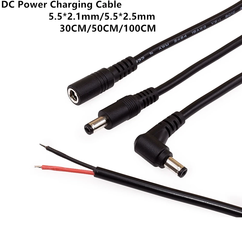 Wtyczka zasilania DC 5,5 x 2,1 2,5 mm 5,5 * 2,1 mm Męskie żeńskie złącze adaptera CCTV Przedłużacze kabli 12 V Kamera monitorująca