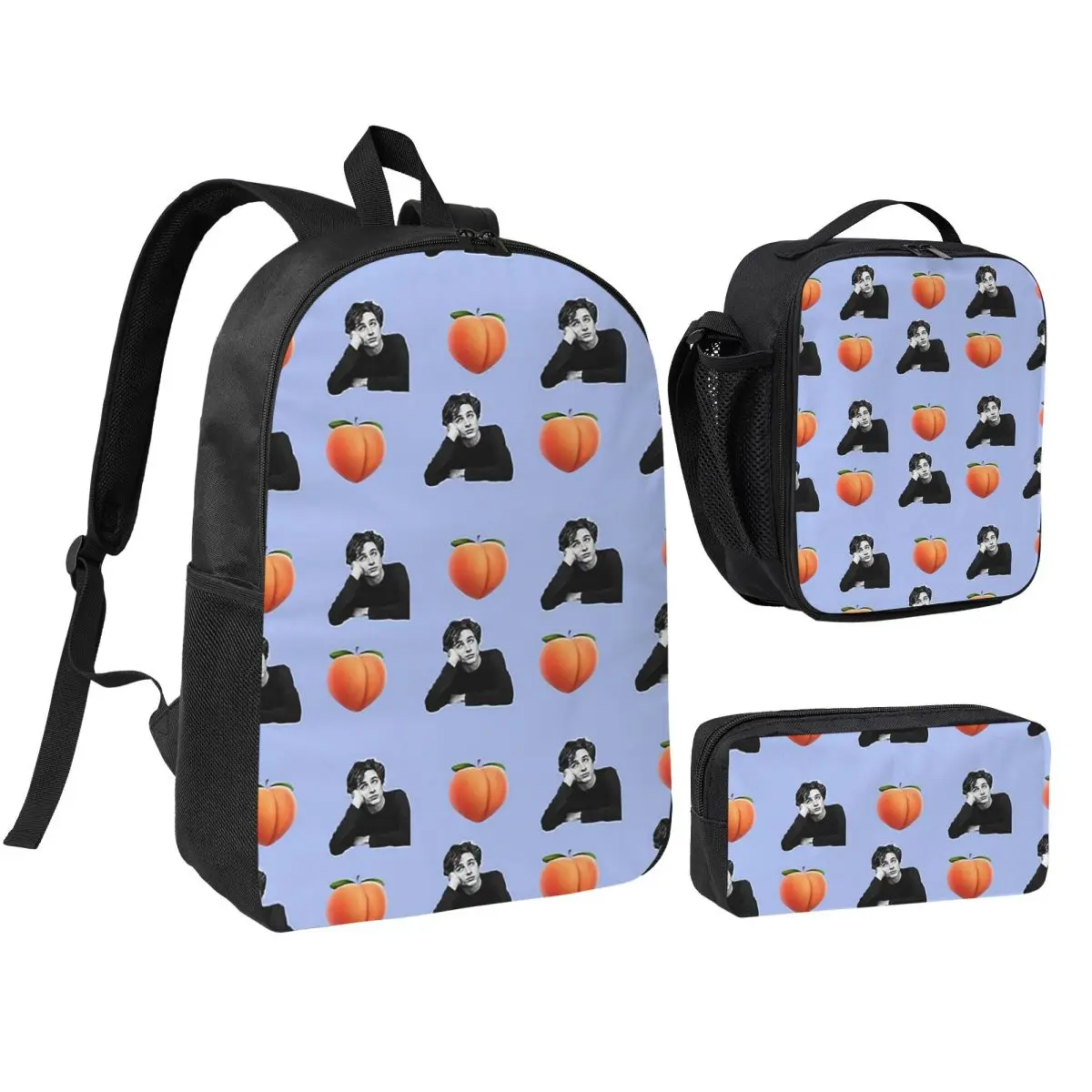 

Timothee Chalamet Pattern Backpack Boys Girls BookBag School Bag Computer Shoulder Bags 3ps Insulated Lunch Bag Pencil Case