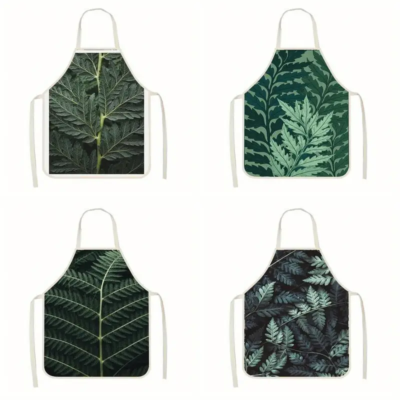 

Leaf Pattern Aprons Linen Apron, Suitable For Kitchen Cooking, Parent-Child Interaction, Painting And Other Scenarios