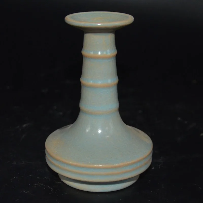 Chinese Celadon Porcelain Vase Song Ru Kiln Bamboo Joint Design 5.12 inch