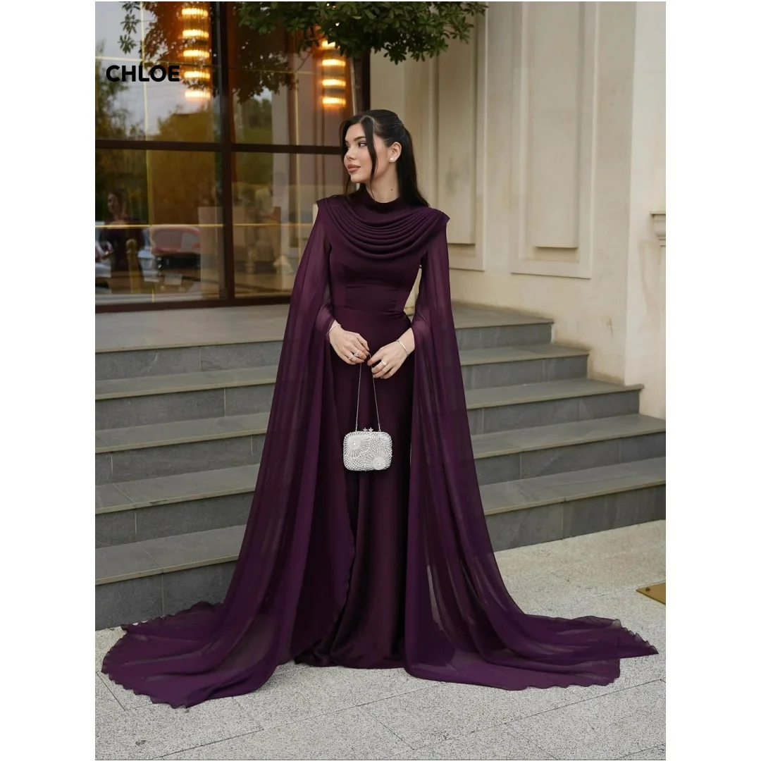 

Line A Luxury Elegant Party Dresses for Wedding Woman Customized Special Occasion Dresses Purple Sleeveless Shawl Prom Dress