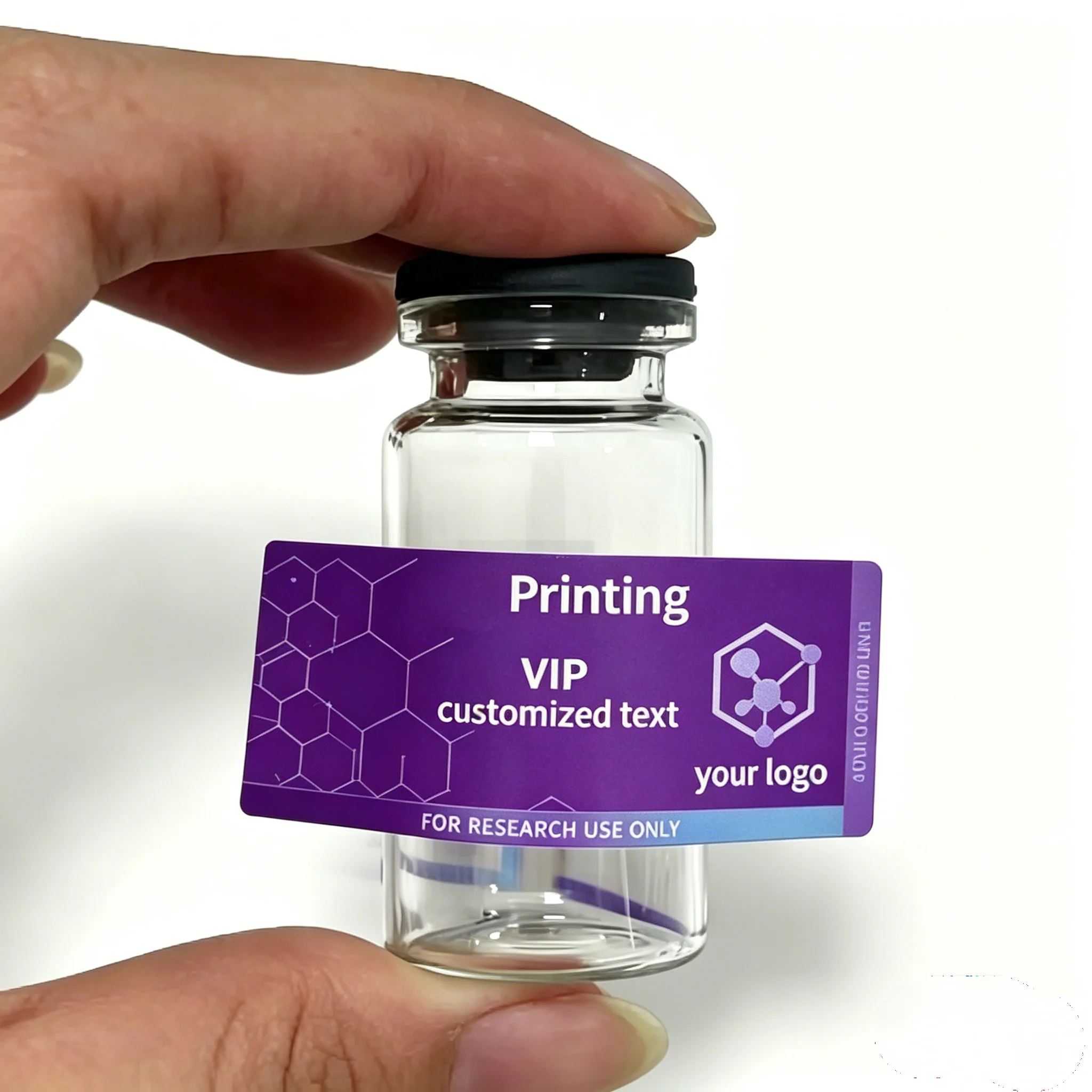 Sleek HD Waterproof Vinyl Labels Customized Stickers for 3ml 5ml 10ml Peptide Cosmetic Supplement Glass Bottles