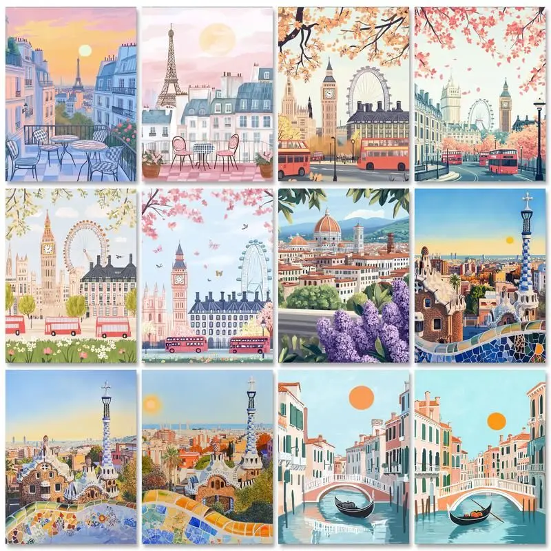 

GATYZTORY Paint By Numbers For Adults City Landscape Modern Wall Art Picture Drawing On Numbers Painting For Home Decoration