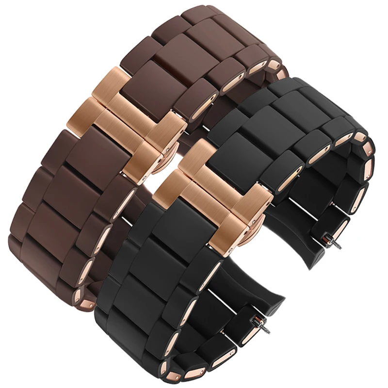 Silicone +Stainless steel strap for Armani AR5890|5891|5906|5921|5920 Series Man 23mm Woman 20mm Rubber watchband bracelet