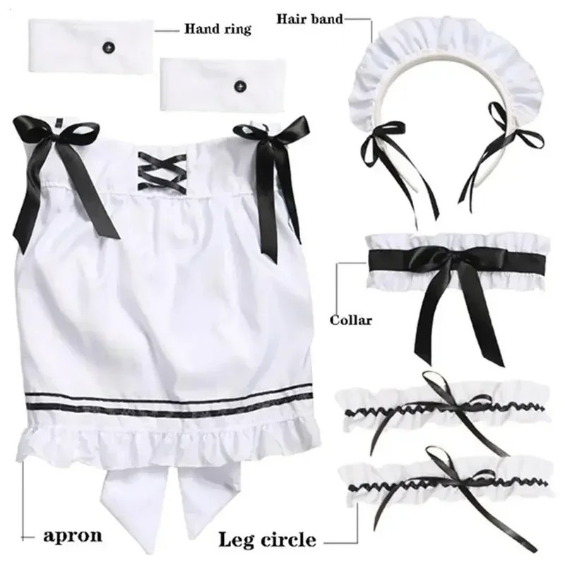 Cosplay ragazza carina Costume nero bianco grembiule vestito Lolita vestito Anime gonna lunga Cafe Costume Cosplay muslimama