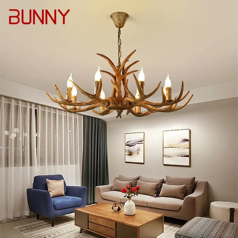 

BUNNY Modern Led Chandelier Creative Antler Hanging Pendant Lamp for Home Dining Room Aisle Decor