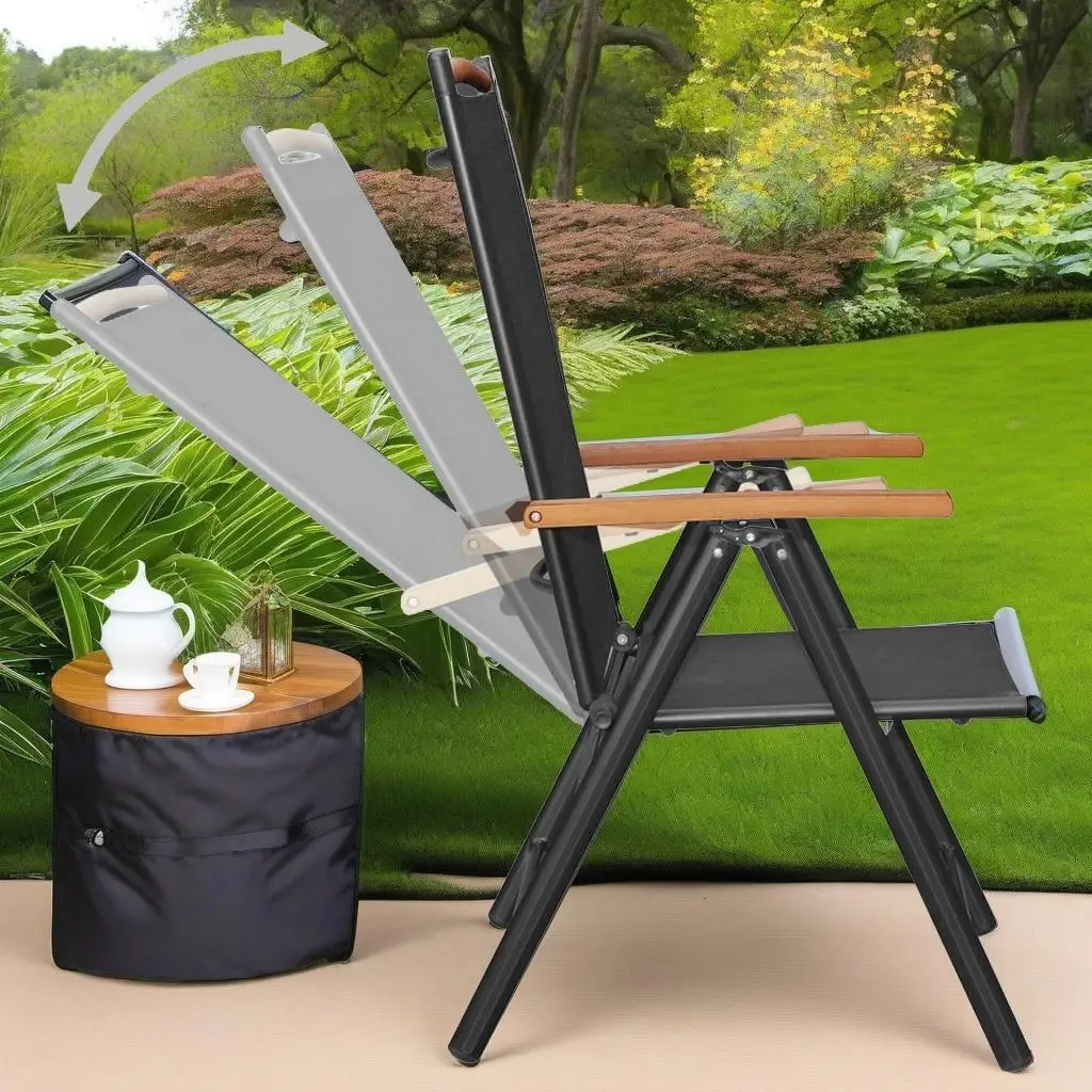 

6-Piece Black Folding Patio Chairs Set for Outdoor Relaxation