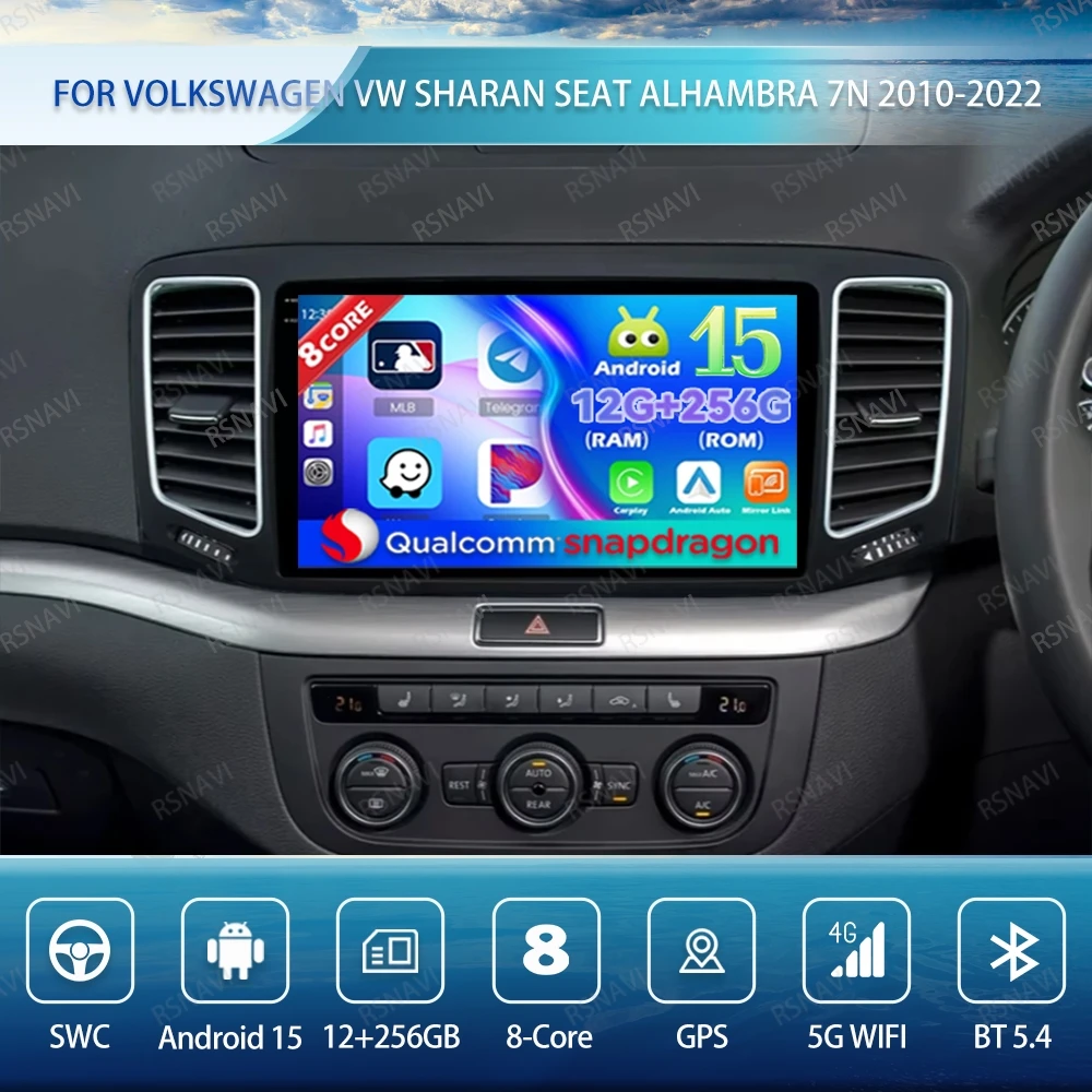

Android 15 Car Radio For Volkswagen VW Sharan SEAT Alhambra 7N 2010-2022 DVD Stereo Navigation QLED DSP Wireless Carplay Auto BT