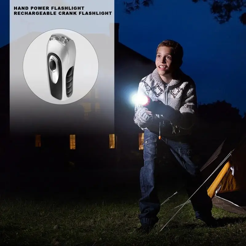 Hand Crank Flashlight Waterproof Charging Torch Portable Outdoor Disaster Prevention Led Lighting Camping(switches Color Random)