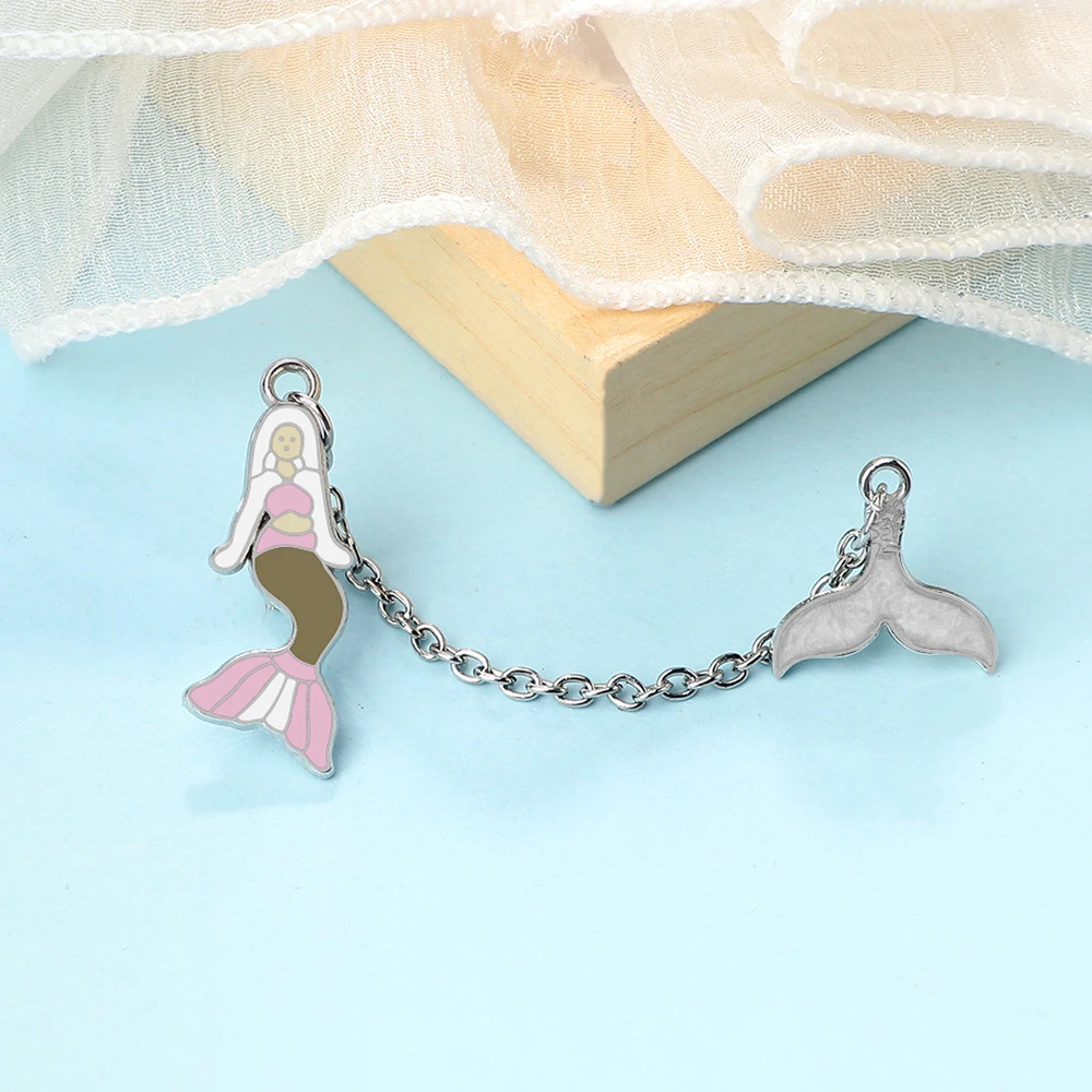 Various Custom Enamel Pins Creative Cartoon Brooch with Chain Unique Decorative Clothes Bags and Hats Accessories Gifts for Kids