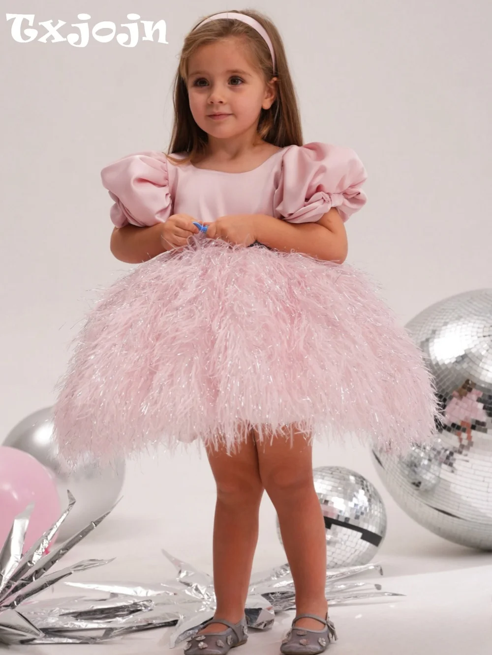 

New Puffy Pink Girls Dazzling Dresses For Birthday Party Sweet Exquisite Kids Princess Gown School Performance Wear 80-160cm