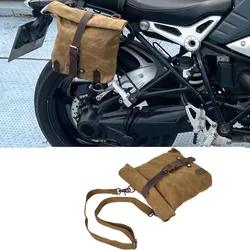 waterproof motorcycle bag vintage oil wax canvas crossbody bag waterproof can storage small electric car front head tool bag