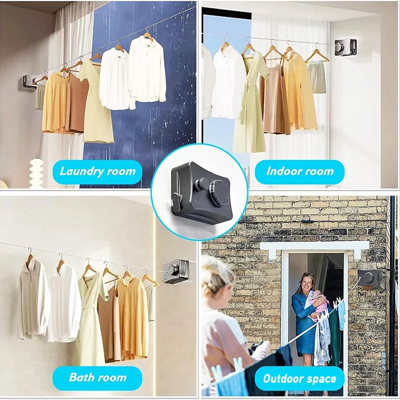 5.1 Meter Stainless Steel Invisible Clothesline Indoor Without Hole Bathroom Balcony Laundry Retractable Clothes Drying Wire