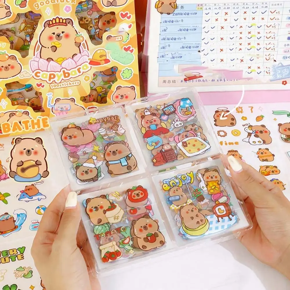 Cartoon Capybara Stickers Food Decoration DIY Decorative Sticker Scrapbook Decoration Water Bottle Decor Stationery Sticker