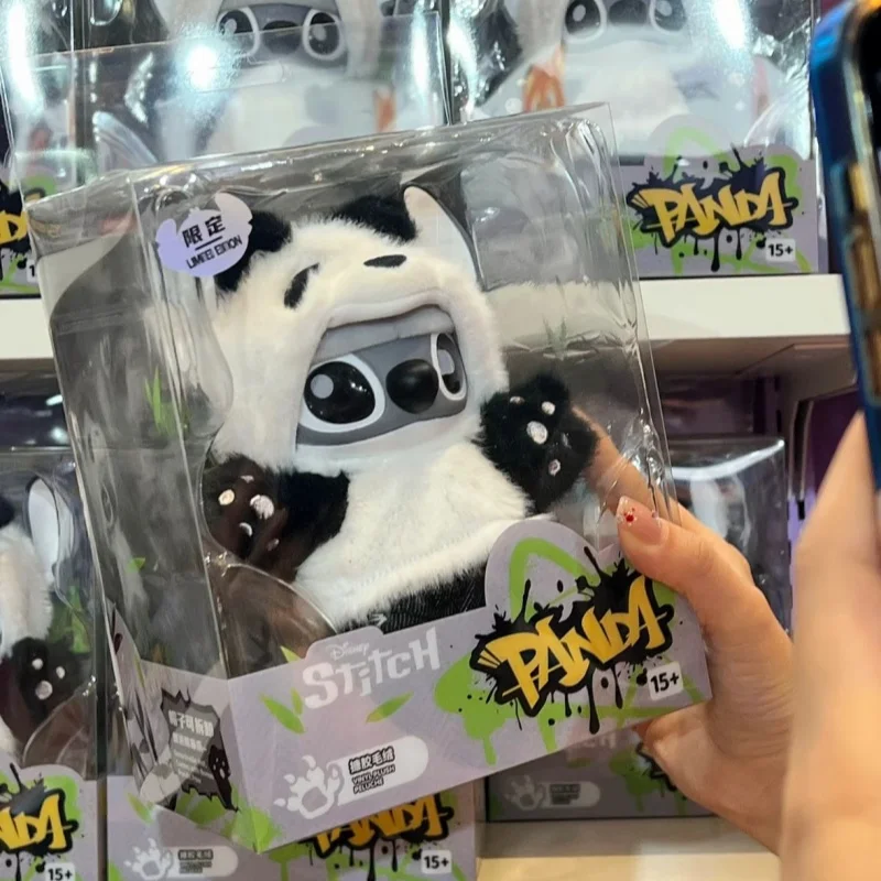In Stock Kawaii Anime Panda Plush Stitch Elevator Pendant Original Vinyl Figure Model Decoration Collect Toy Blind Box