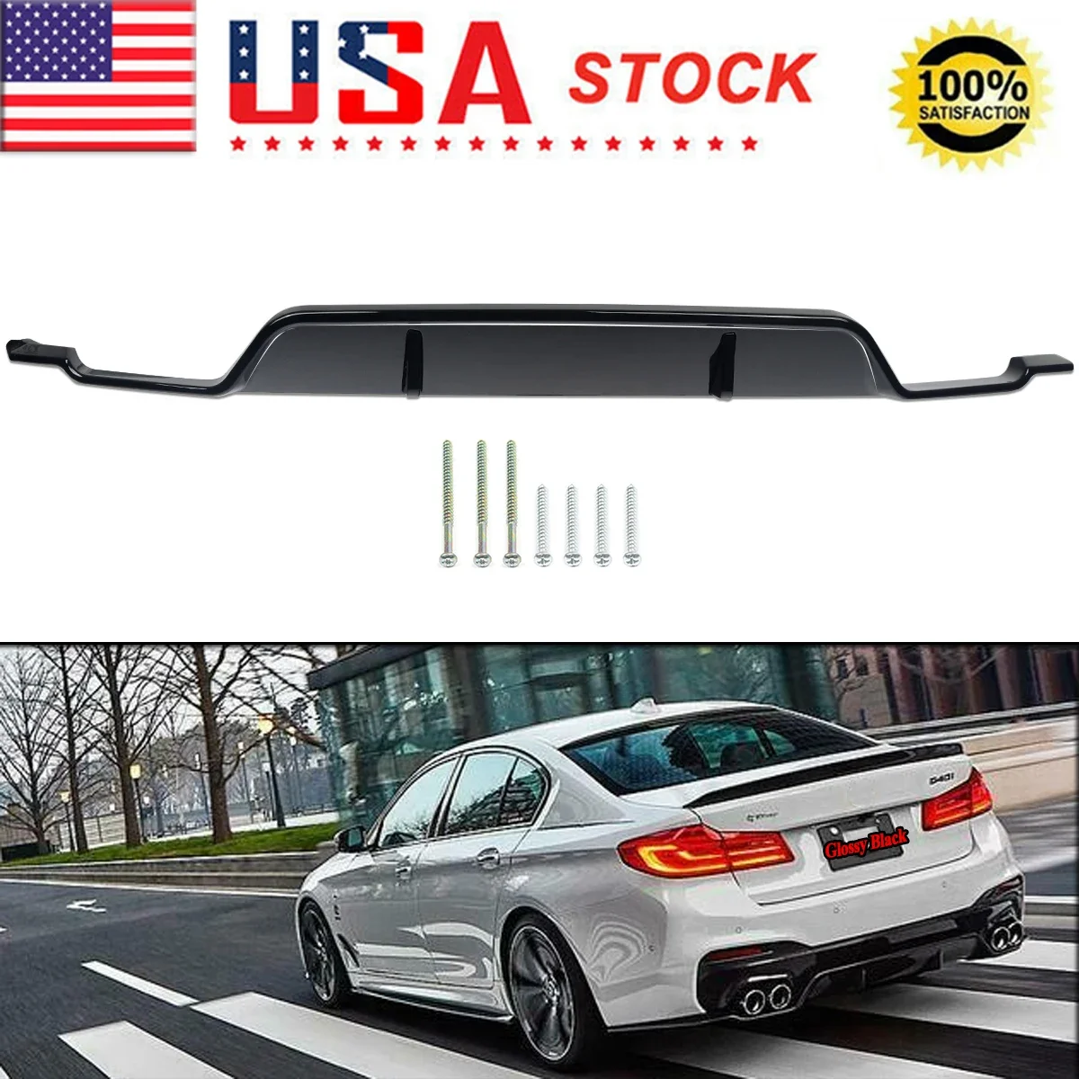 

M Performance Gloss Black Rear Bumper Lip 3D Style For BMW 5-series G30 G31 Rear Bumper Diffuser Spoiler 2017 2018 2019 2020