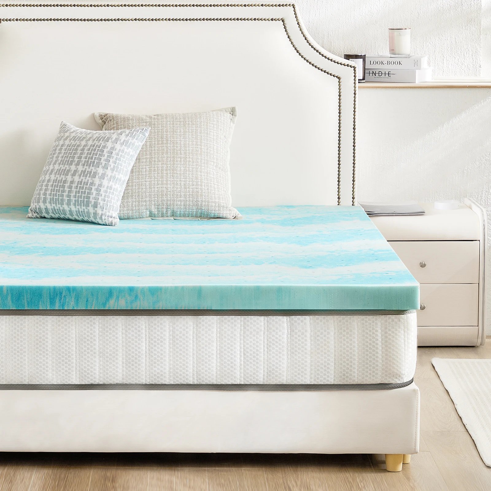 JHK-colchón de espuma viscoelástica de 2-3 pulgadas, colchón refrescante de Gel grueso tamaño Queen, cama suave y transpirable, muebles de dormitorio