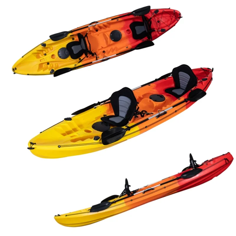 LSF 3.71M Cruising Fishing Kayak HDPE 3 Paddlers Kayak Fishing Plastic Canoe for  Ocean Waters view 2