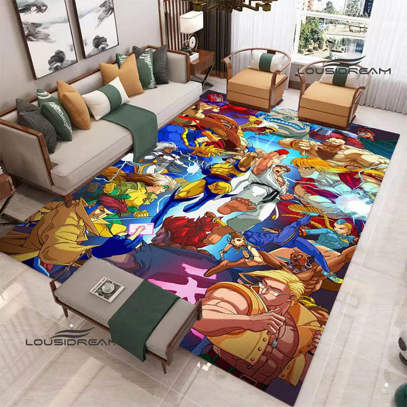 Alfombra con estampado de Street Fighter para sala de estar, alfombrilla antideslizante para puerta de dormitorio, accesorios de fotografía, regalo de cumpleaños, juego clásico