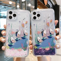 Oyster shell case for iPhone 15 14 16 17 pro max phone cases colorful quicksand 16 Plus liquid cover women Japan cartoon brand