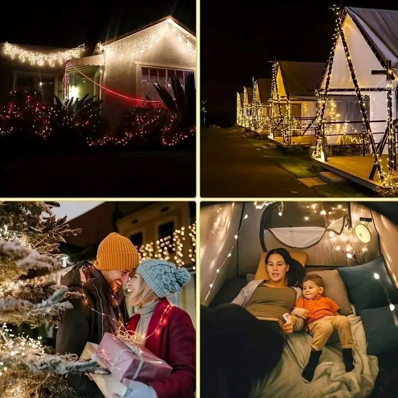 Luz de acampamento corda luz quente carregamento usb ao ar livre portátil luz acampamento com 5 modos durável halloween fada luz natal