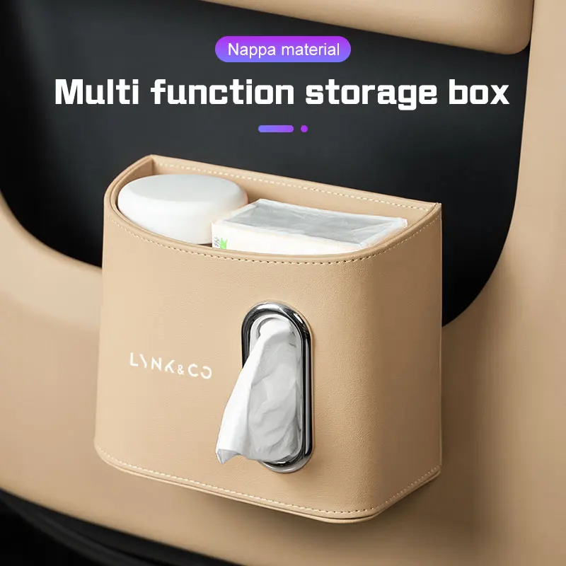 For Lynk & Co 01 CX11 2017-2022 Car Backrest Tissue Bag Napkin Box Door Storage Organizer Multifunctional Interior Accessories