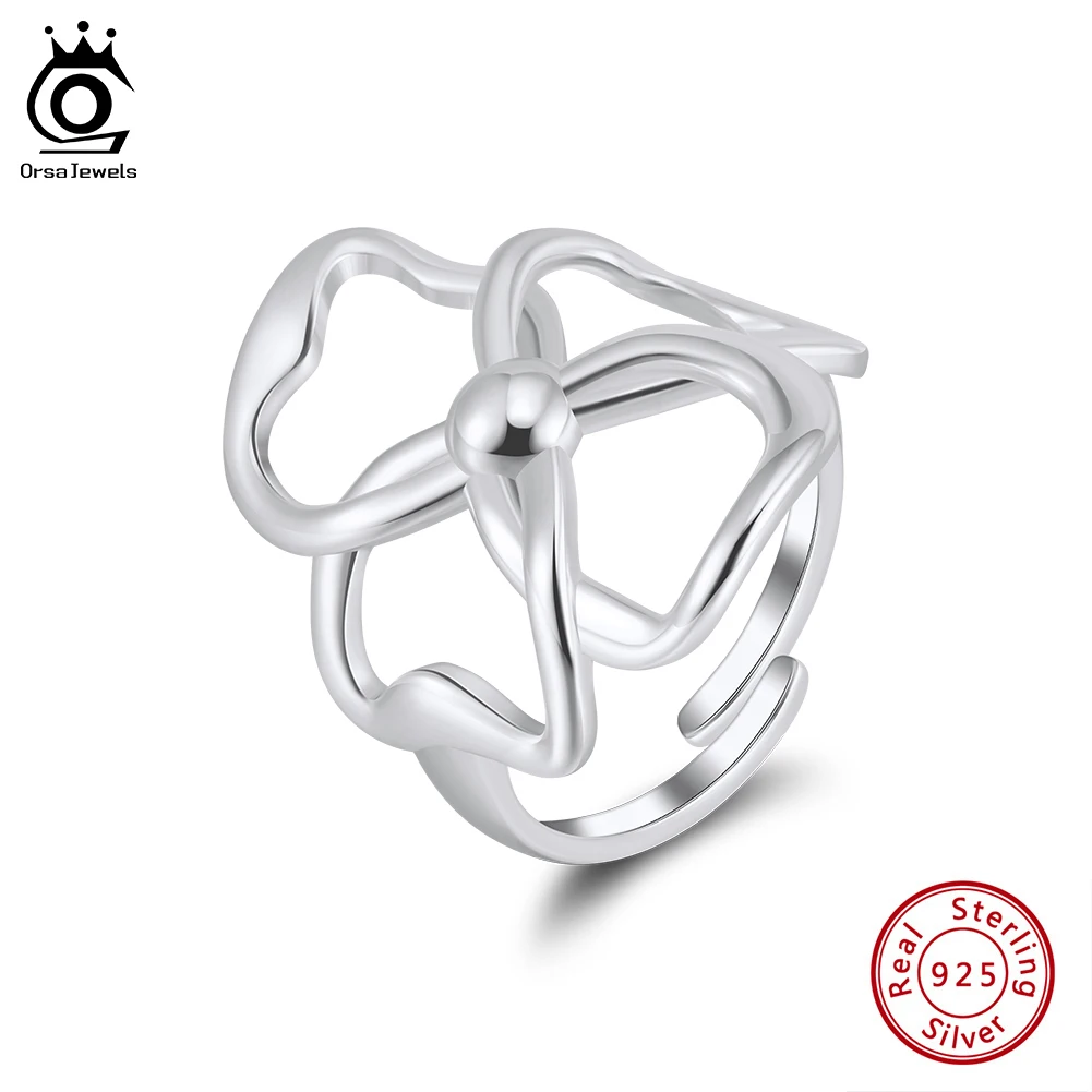 

ORSA JEWELS, модные открытые кольца из стерлингового серебра 925 пробы в форме цветка для женщин, подарок для вечеринки, дизайн, регулируемое кольцо, ювелирные изделия GAR07