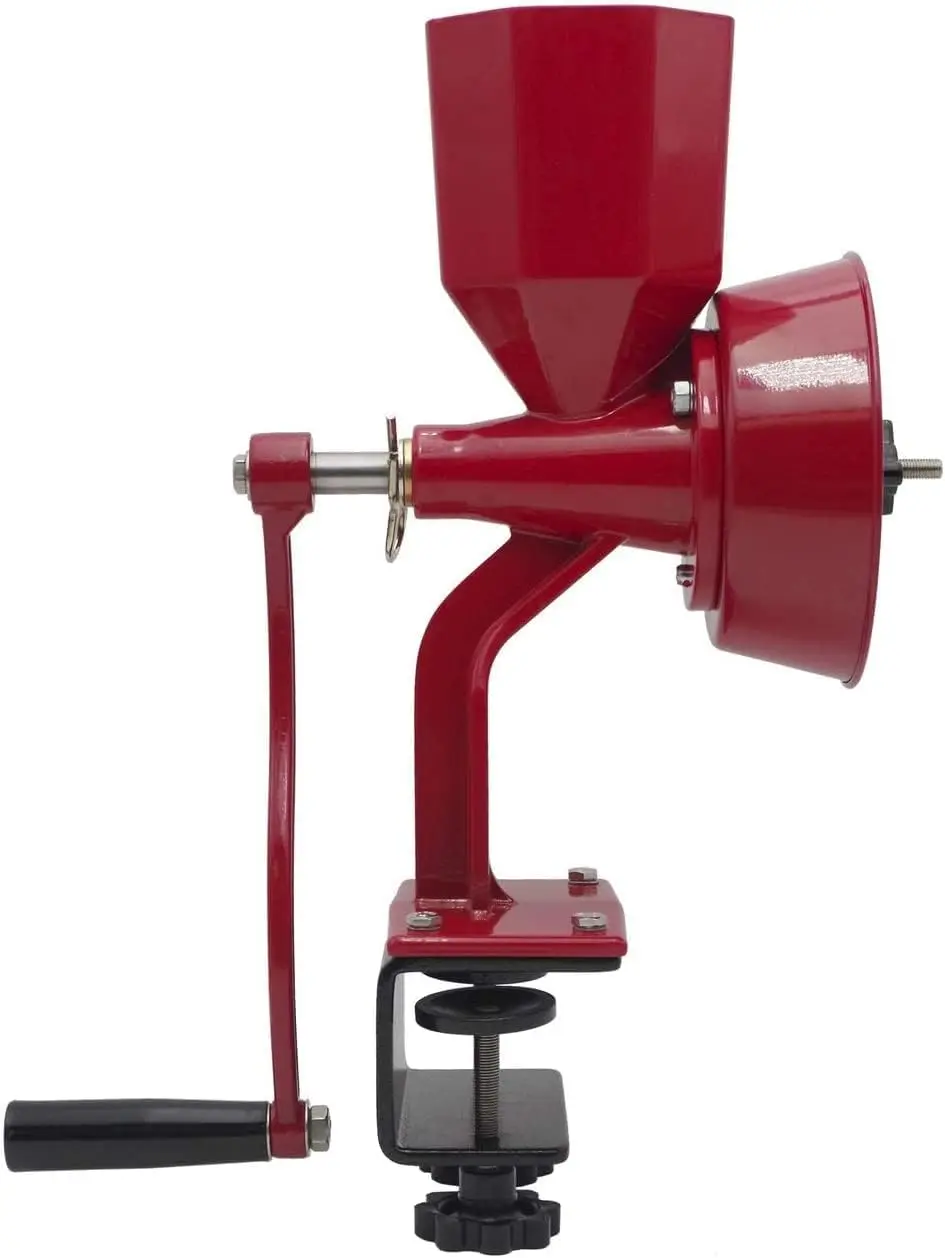 Hand Grain Mill Red Wonder Junior Deluxe for Dry and Oily Grains - Kitchen Flour Mill, Grain Mill Hand Crank a