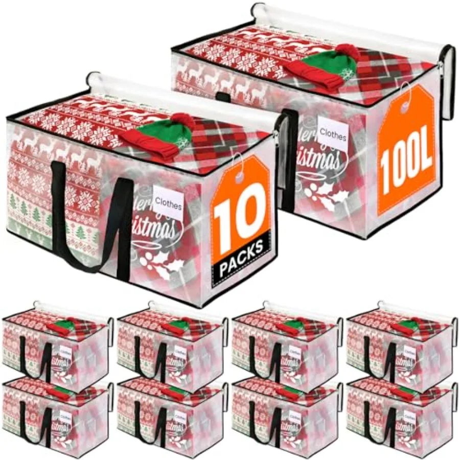 

Clear Heavy Duty Extra Large Moving Bags Reinforced Handle and Double Zipper Storage Bags Alternative to Moving Box 10 Packs
