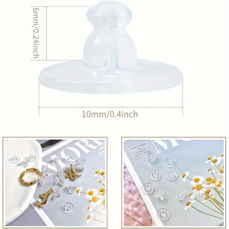 20pcs earring back cover, suitable for hanging ears, soft clip earring needle back cover replacement part