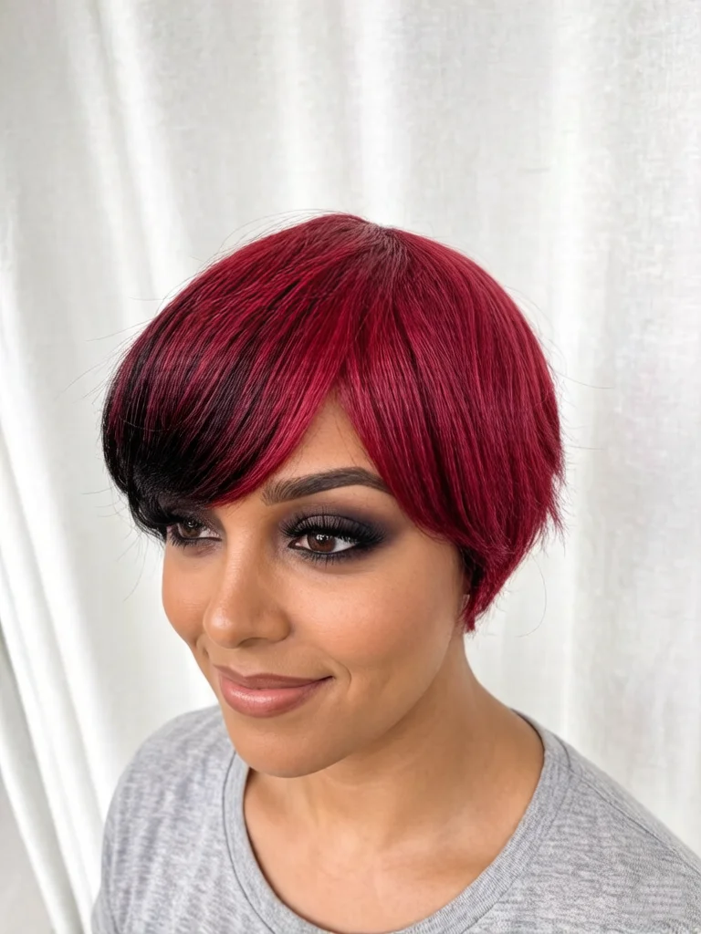 Short pixie cut wigs human hair Ombre Straight Wigs  Human Hair Wigs #27 Colored Pixie Cut Wigs Human Hair machine made wig