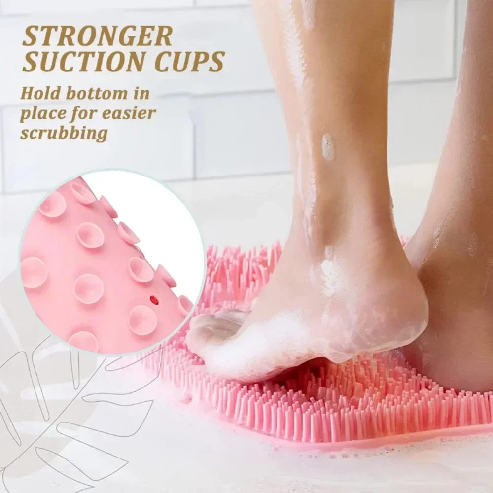 New Exfoliating Massage Brush Silicone Shower Scraper Bathroom Anti-slip Bath Mat Back Cleaning Foot Wash Shower Tool