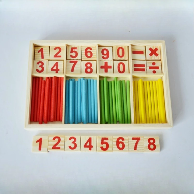 Palos de conteo Montessori, juguete de cálculo de números de madera, Material seguro para educación temprana para niños de 3 a 6 años