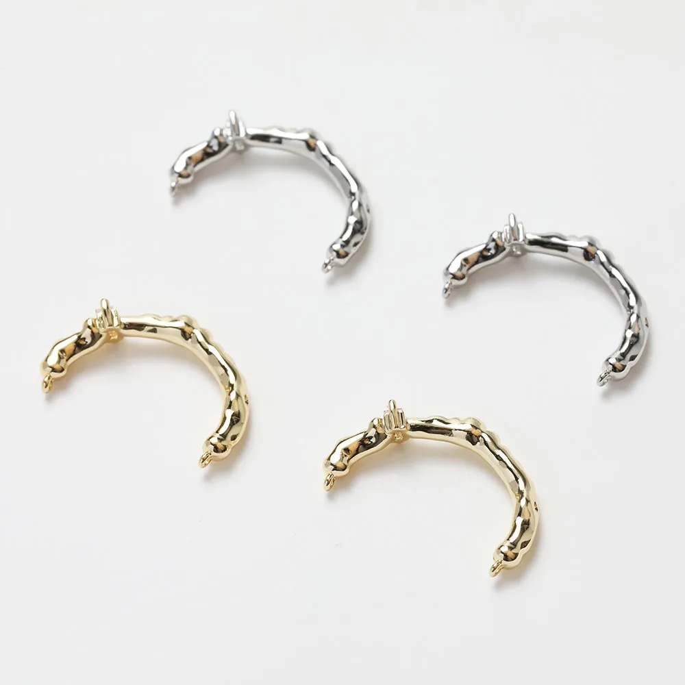 4PCS 14K Real Gold Plated Brass Color Retention Irregular Ring Circle DIY Material Accessories