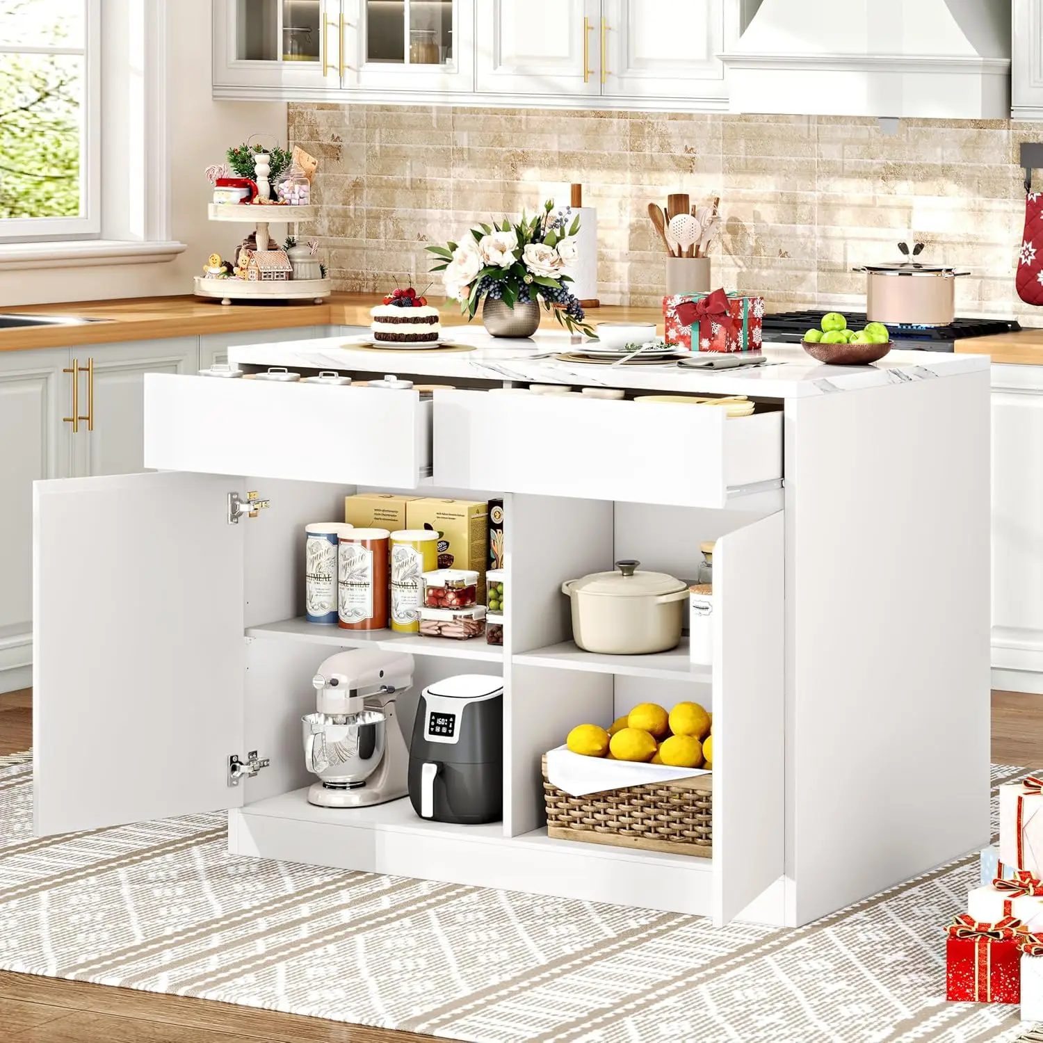 Kitchen Island with Storage, 47.2